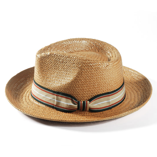 Geoffery Straw Fedora Hat –Khaki (Includes All The Accessories)