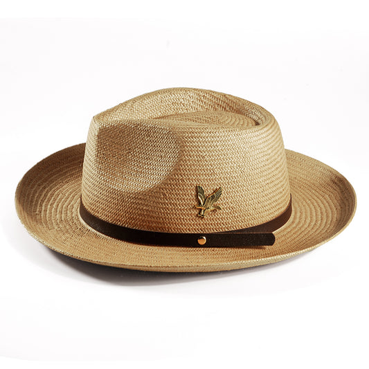 Geoffery Straw Fedora Hat –Khaki (Includes All The Accessories)