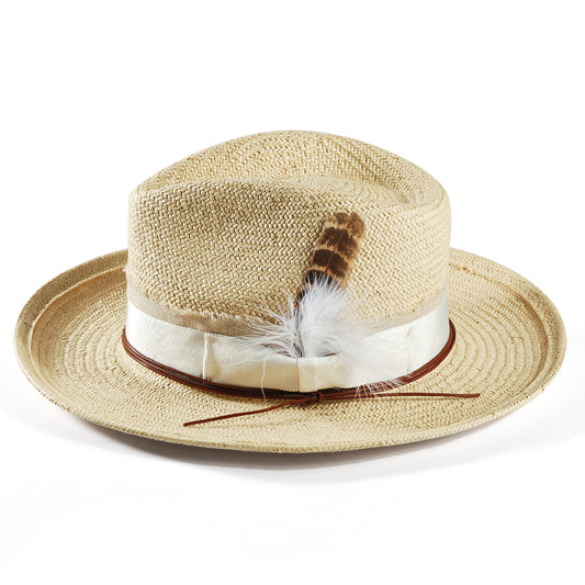 Geoffery Straw Fedora Hat –Beige(Includes All The Accessories)