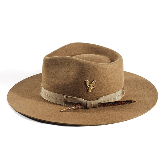 Fedora Felt Hat-Khaki