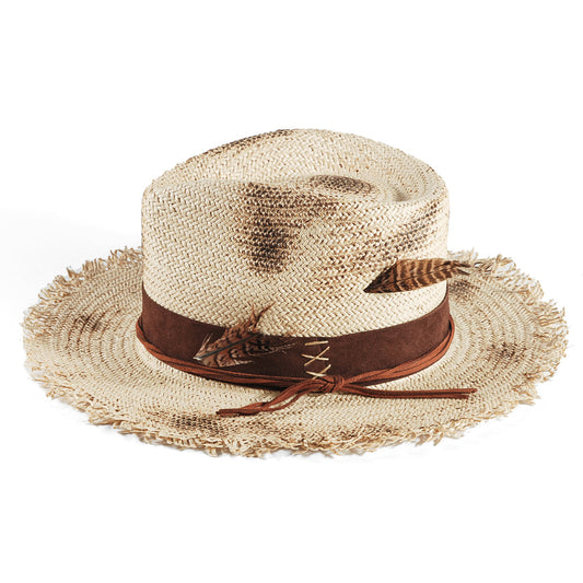 Geoffery Straw Fedora Hat –Beige (Includes All The Accessories)