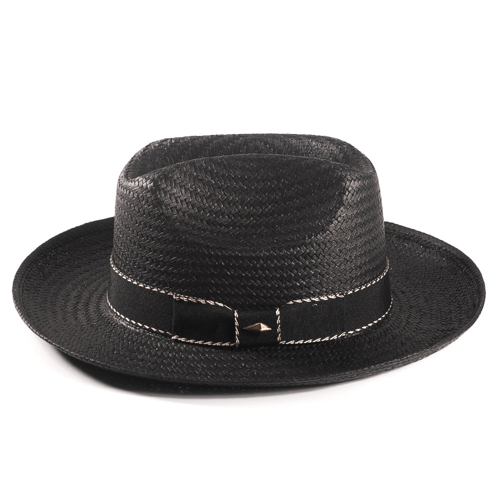 Fedora Straw Hat-Black