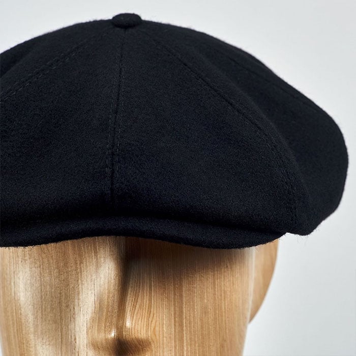 Peaky Blinders Scottish Harris Tweed 8 Panels Man Cap Black