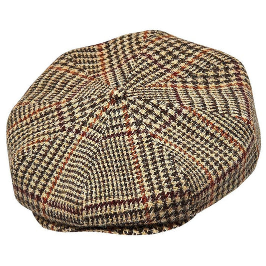 Peaky Blinders Scottish Harris Tweed 8 Panels Man Cap Wool Large Crown Beige