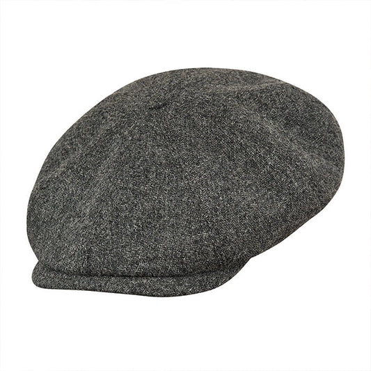 Peaky Caps Scottish Harris Tweed 8 Panels Man Cap Mid Gray