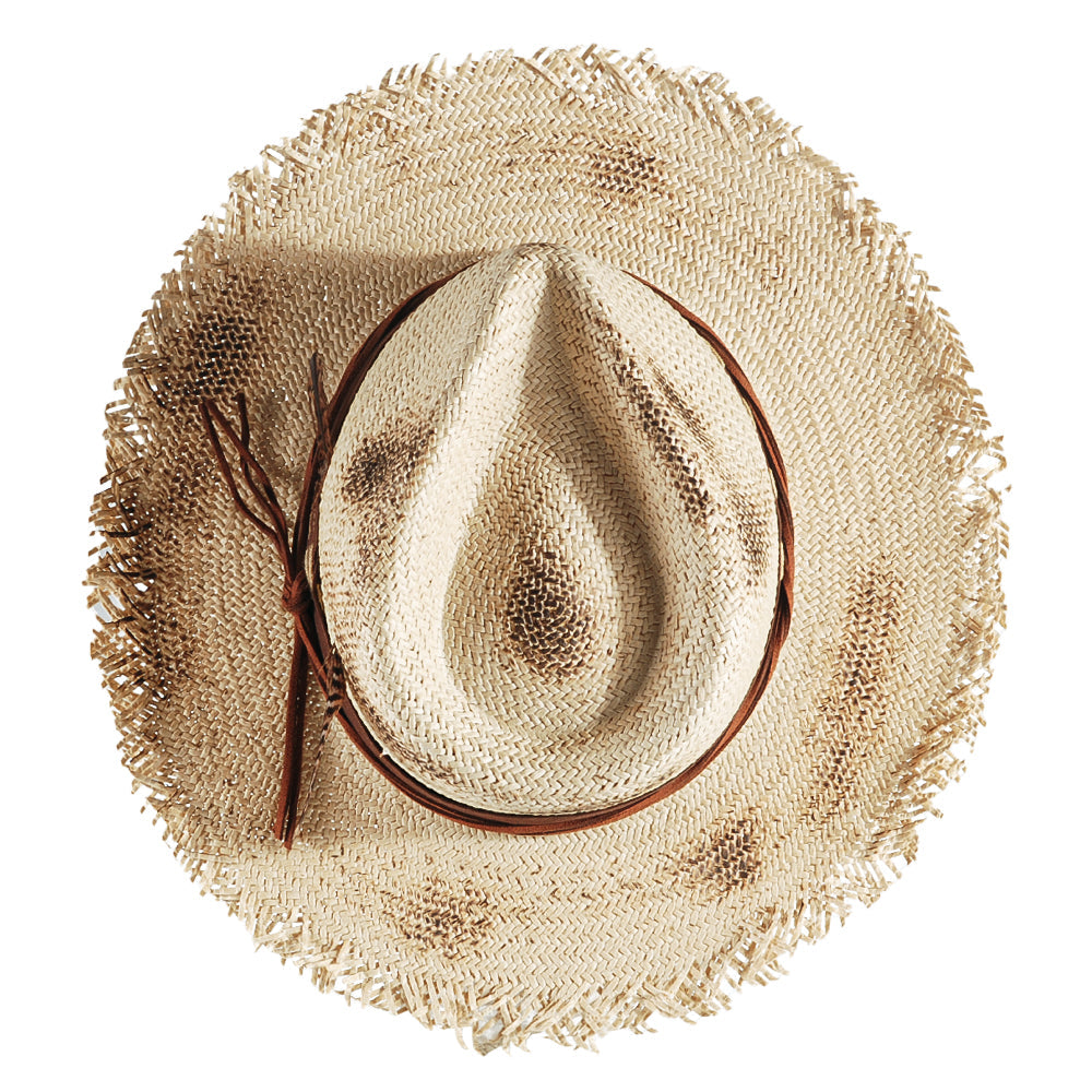 Geoffery Straw Fedora Hat –Beige (Includes All The Accessories)