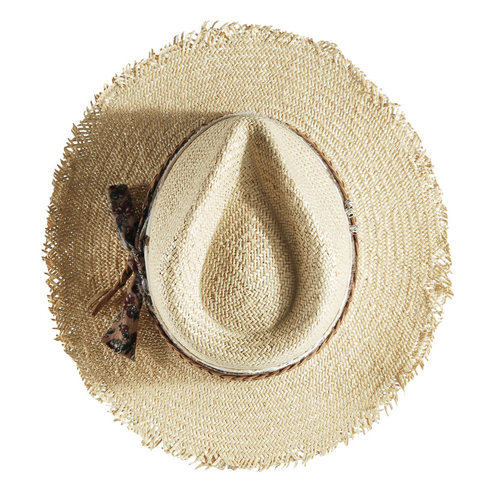 Geoffery Straw Fedora Hat –Beige (Includes All The Accessories)