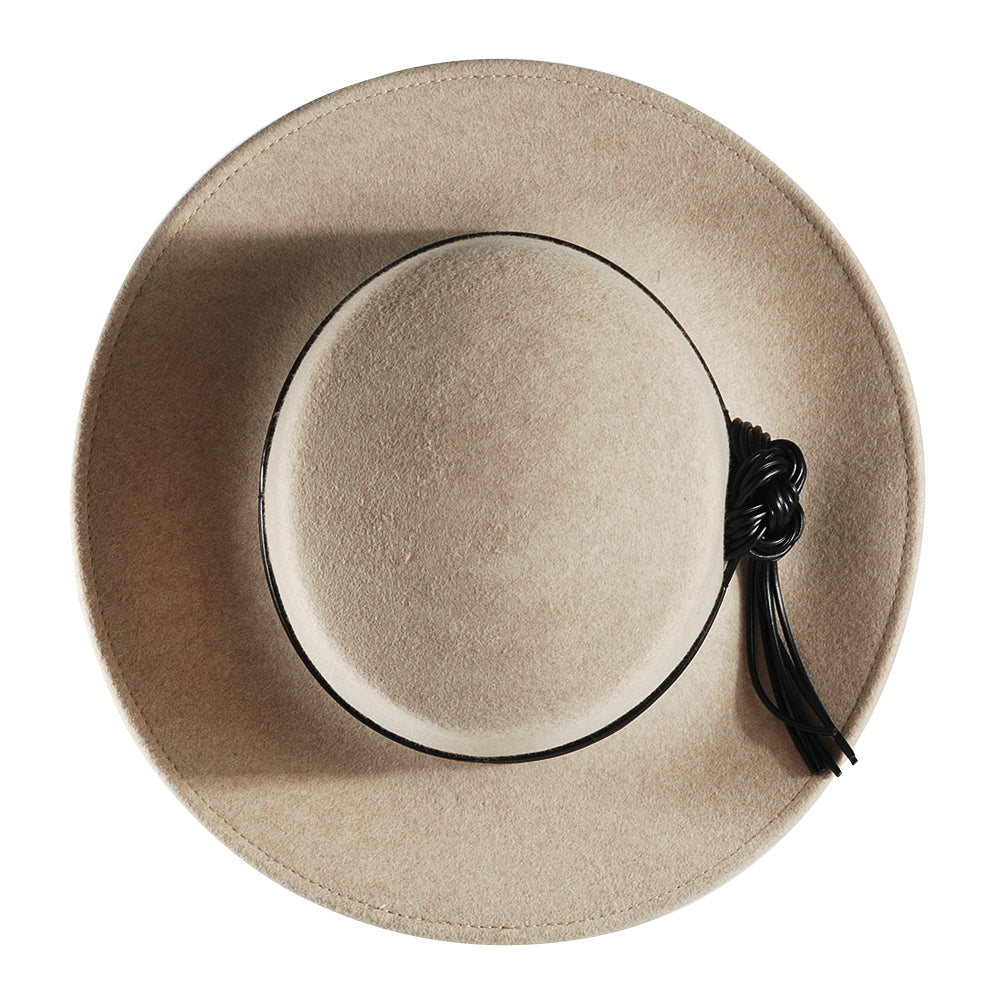 Rounded Felt Hat-Beige