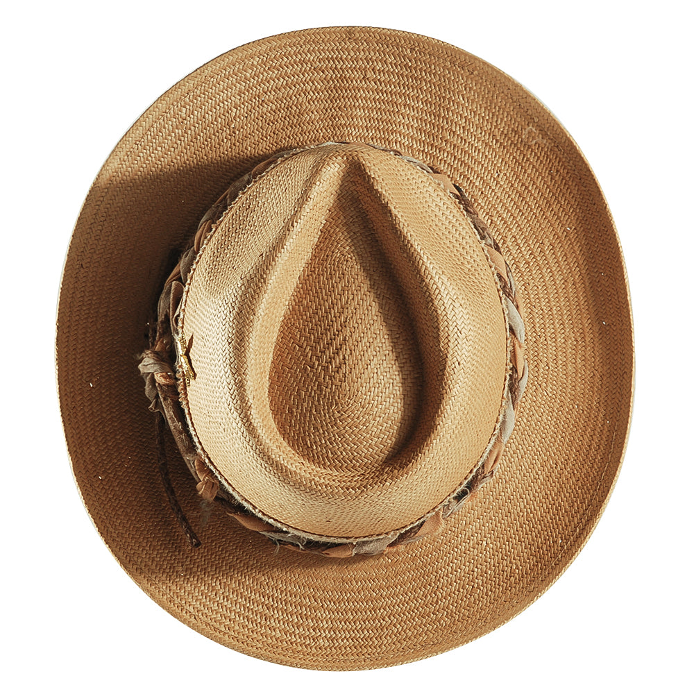 Geoffery Straw Fedora Hat – khaki (Includes All The Accessories)