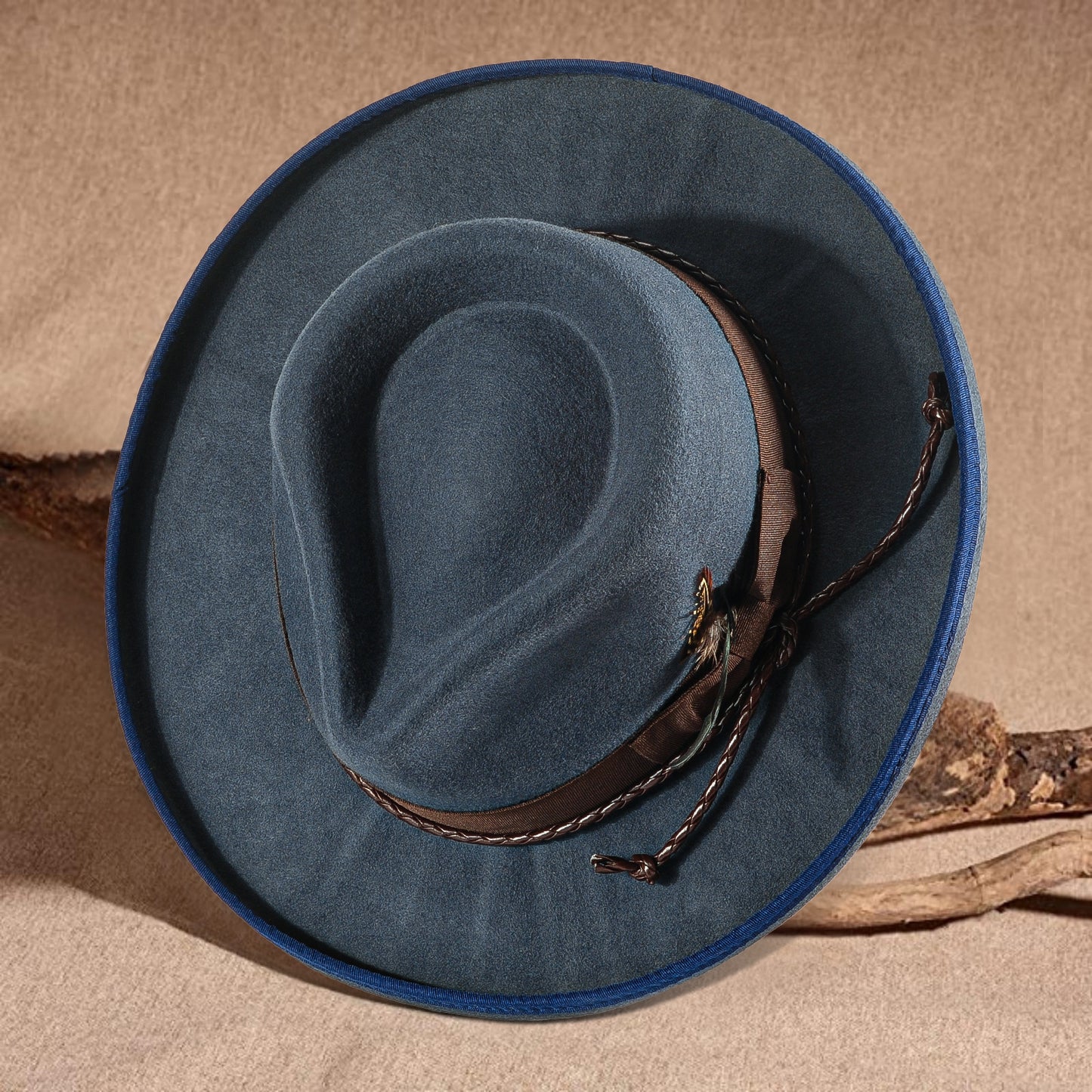 Western Fodora Felt Hat-Blue (Includes All The Accessories)