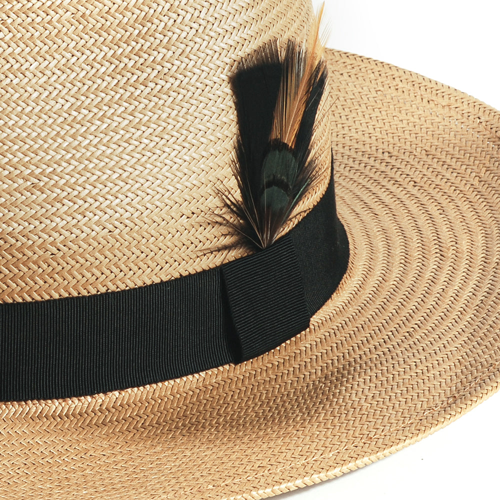 Handcrafted Panama Feather Straw Hat-Khaki