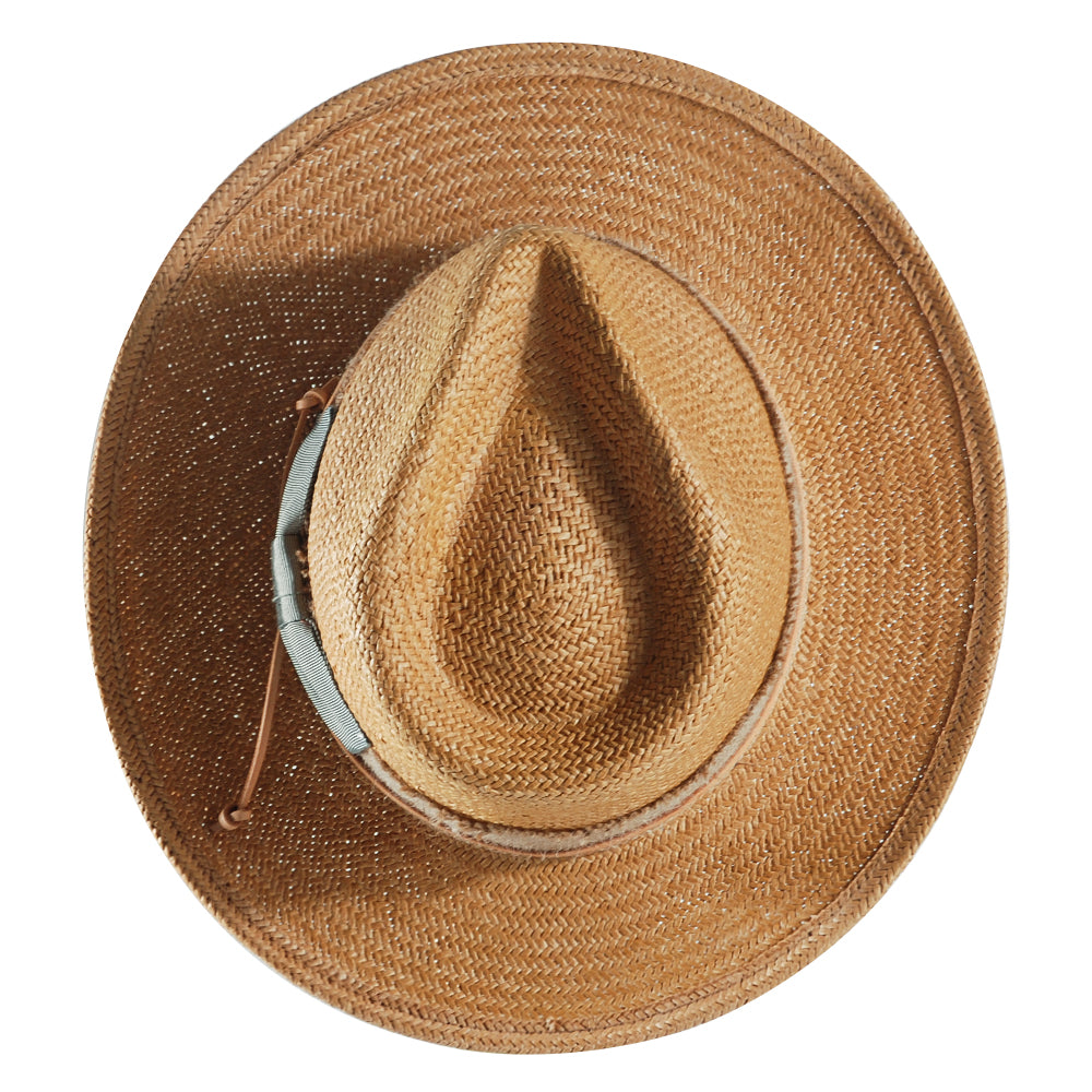 Geoffery Straw Fedora Hat – khaki (Includes All The Accessories)