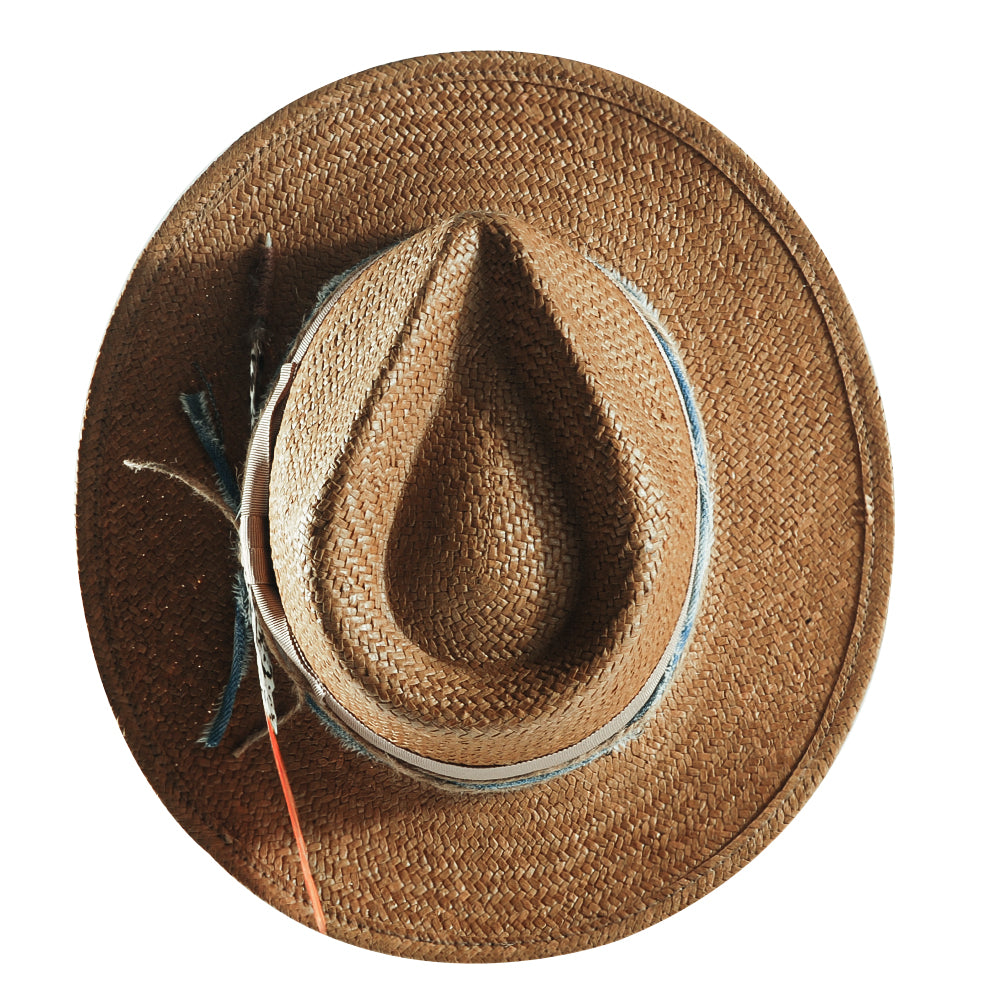 Geoffery Straw Fedora Hat –Khaki(Includes All The Accessories)