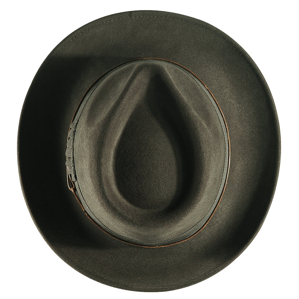 Western Fodora Felt Hat-Dark green