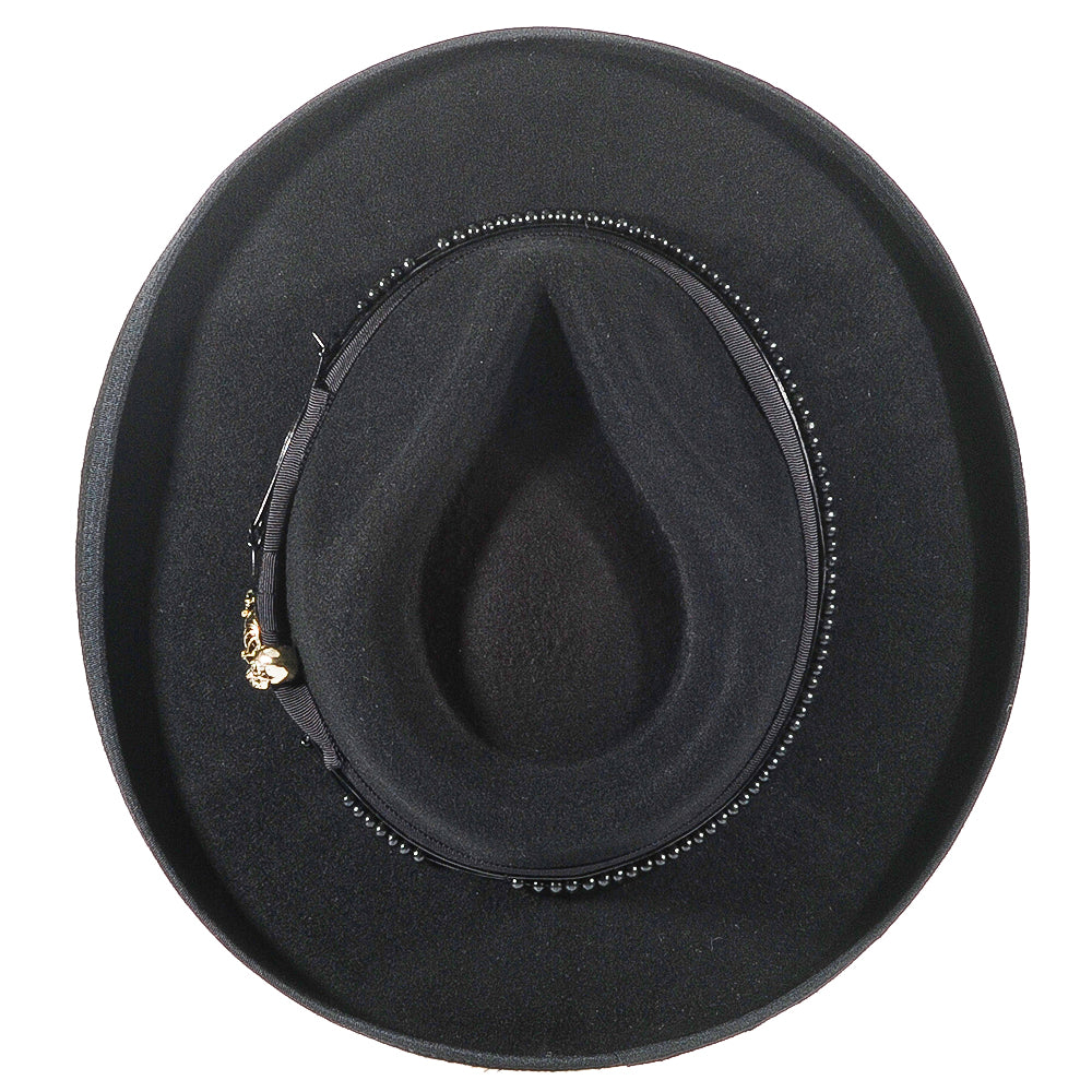 Fedora Felt Skull Hat-Black(Includes All The Accessories)