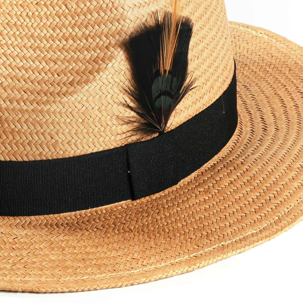 Handcrafted Panama Feather Straw Hat-Yellow