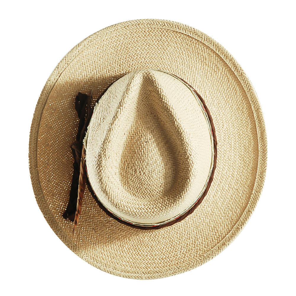 Geoffery Straw Fedora Hat – Beige (Includes All The Accessories)