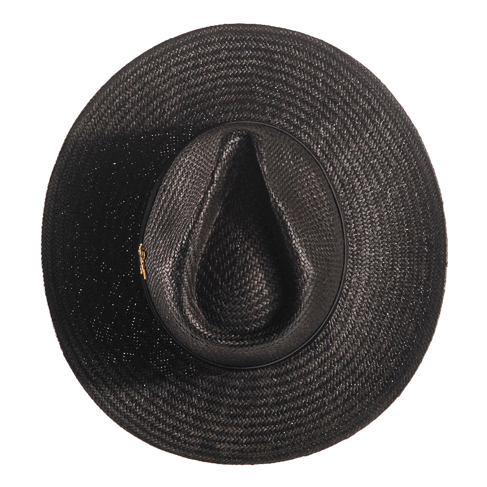 Geoffery Straw Fedora Hat – Black