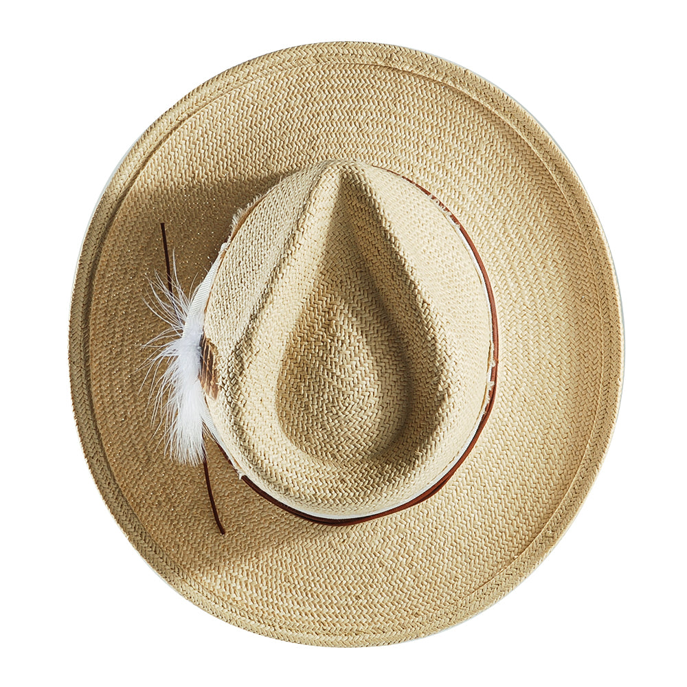 Geoffery Straw Fedora Hat –Beige(Includes All The Accessories)