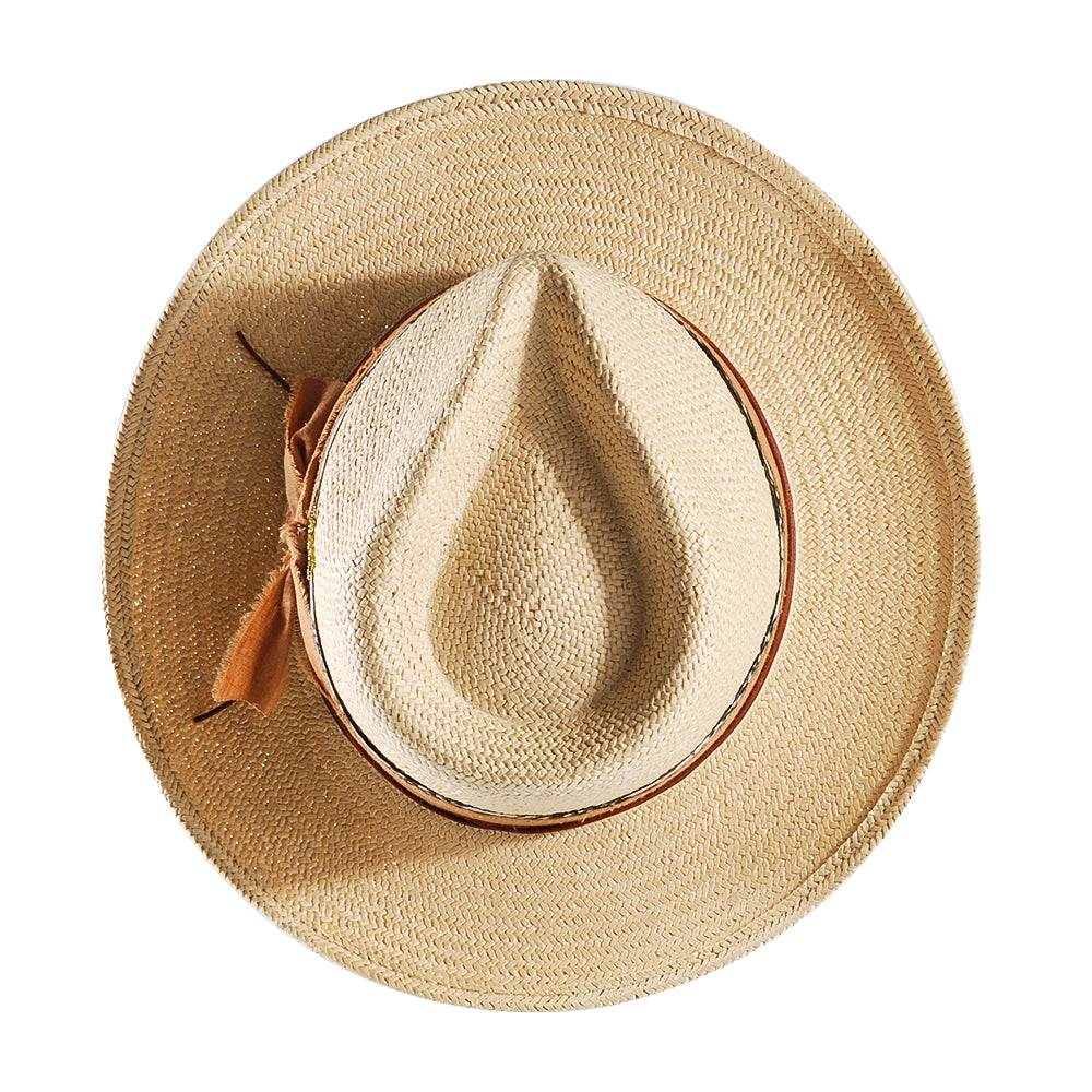 Geoffery Straw Fedora Hat –Beige(Includes All The Accessories)