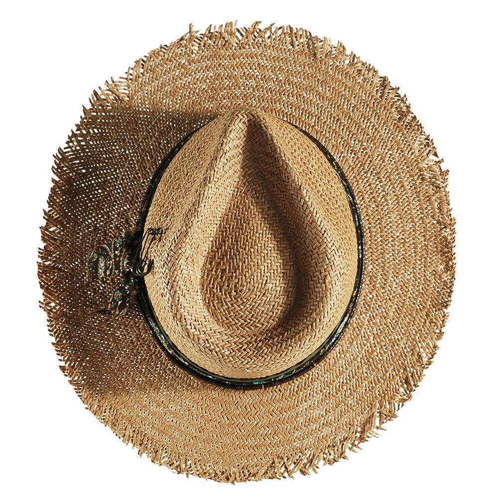 Geoffery Straw Fedora Hat –Khaki (Includes All The Accessories)