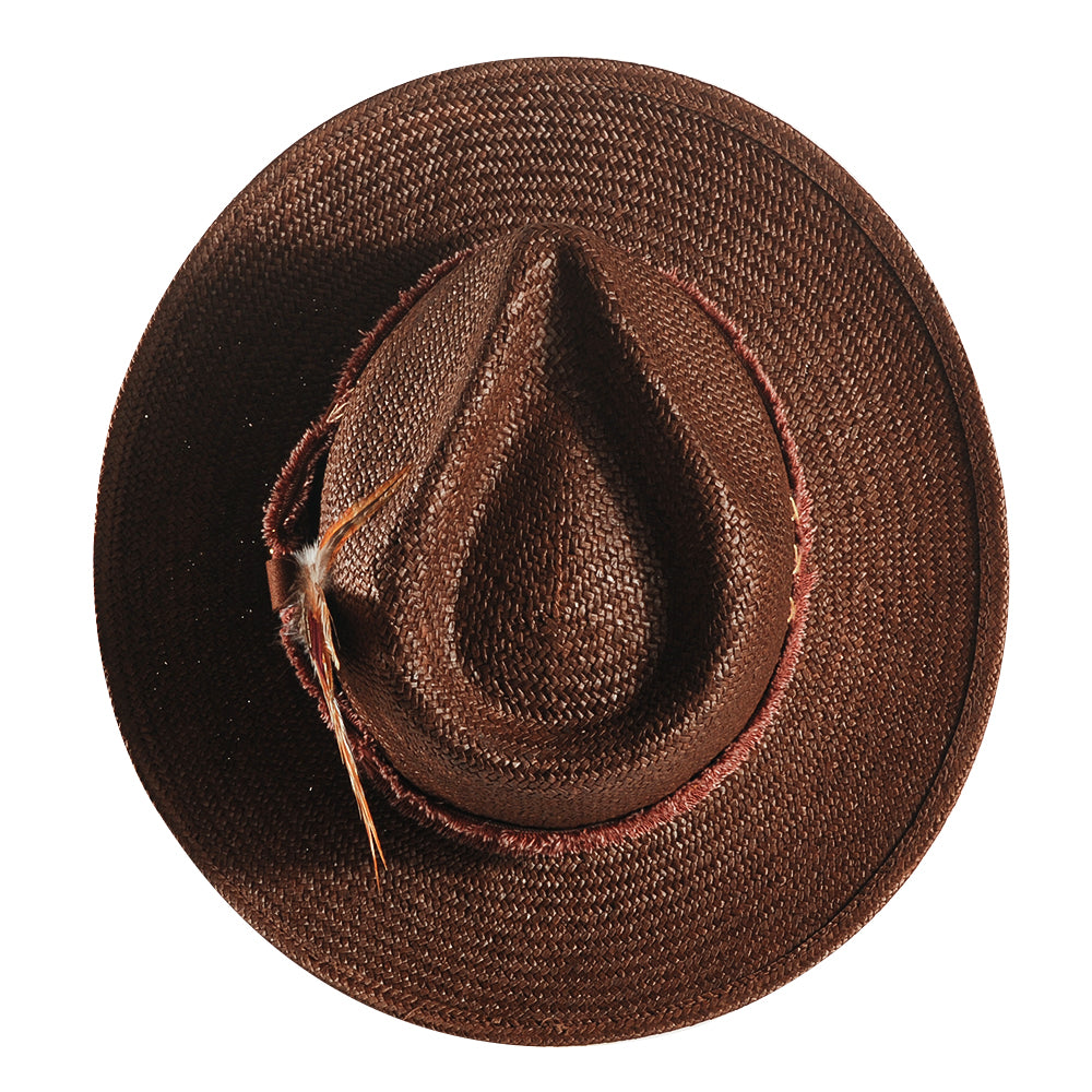 Geoffery Straw Fedora Hat – Toffee(Includes All The Accessories)