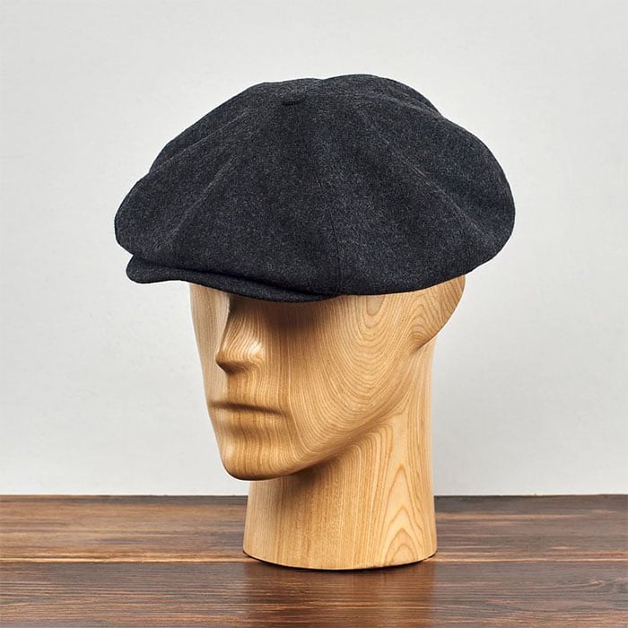 Peaky Blinders Scottish Harris Tweed 8 Panels Man Cap Black Grey