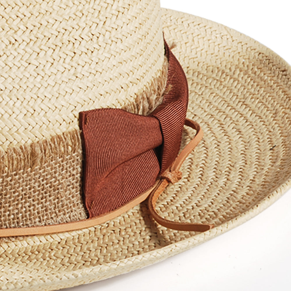 Geoffery Straw Fedora Hat – Beige (Includes All The Accessories)