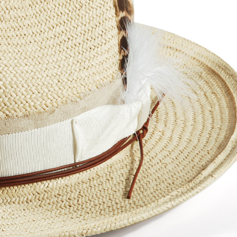 Geoffery Straw Fedora Hat –Beige(Includes All The Accessories)