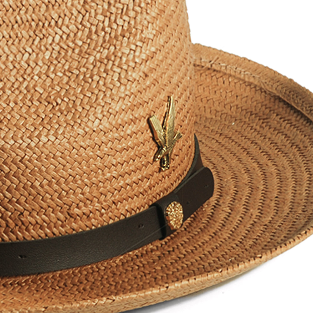 Geoffery Straw Fedora Hat – Khaki(Includes All The Accessories)