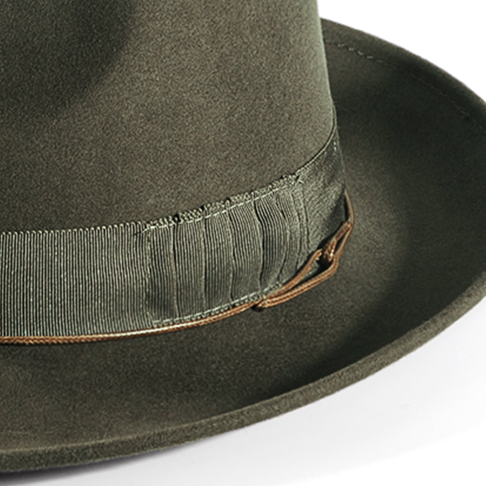 Western Fodora Felt Hat-Dark green