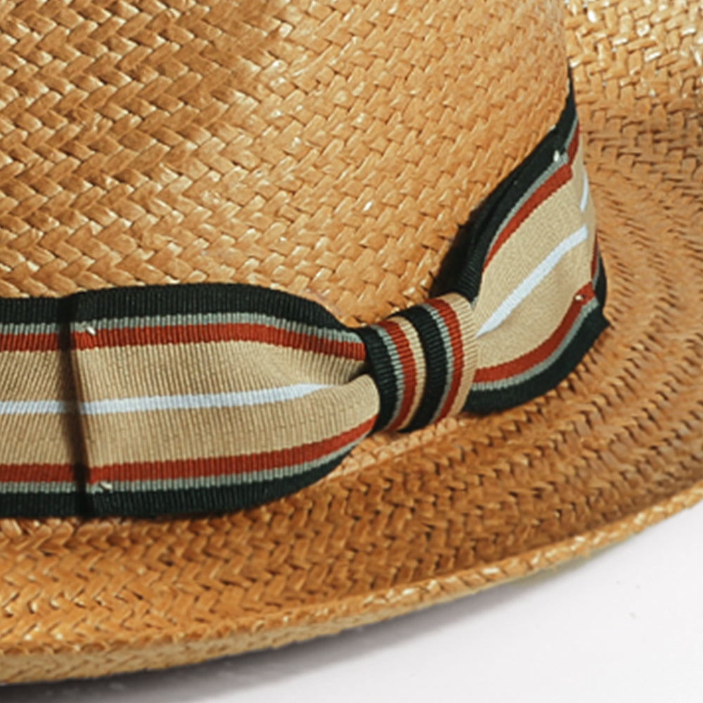 Geoffery Straw Fedora Hat –Khaki (Includes All The Accessories)