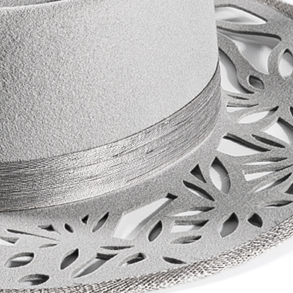 Western Openwork Felt Hat-Gray