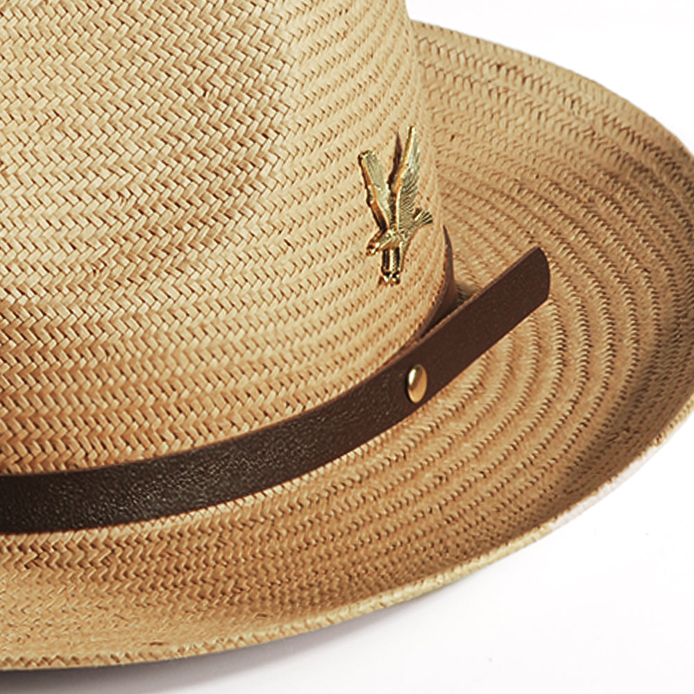 Geoffery Straw Fedora Hat –Khaki (Includes All The Accessories)