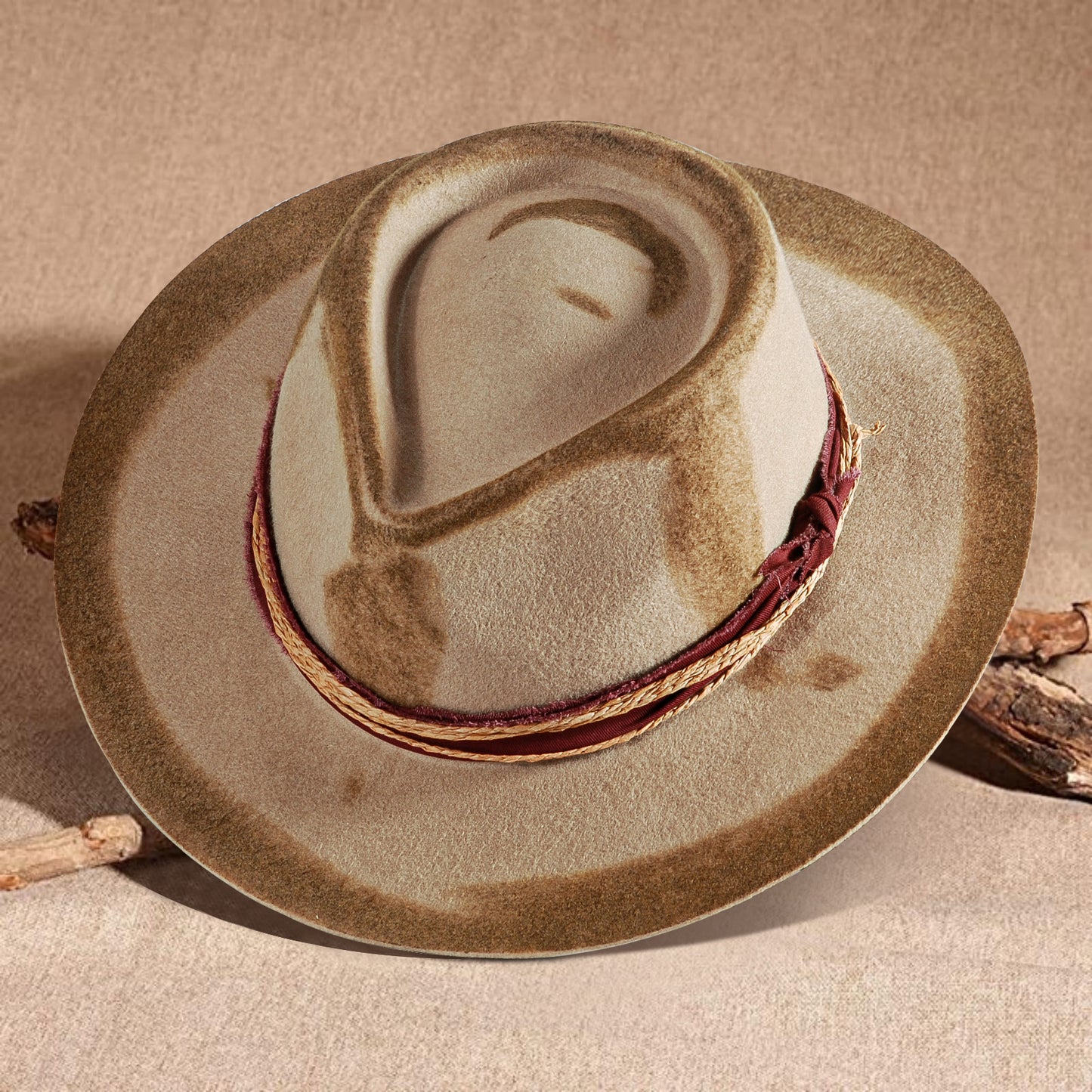 Western Fodora Felt Hat-Brown (Includes All The Accessories)