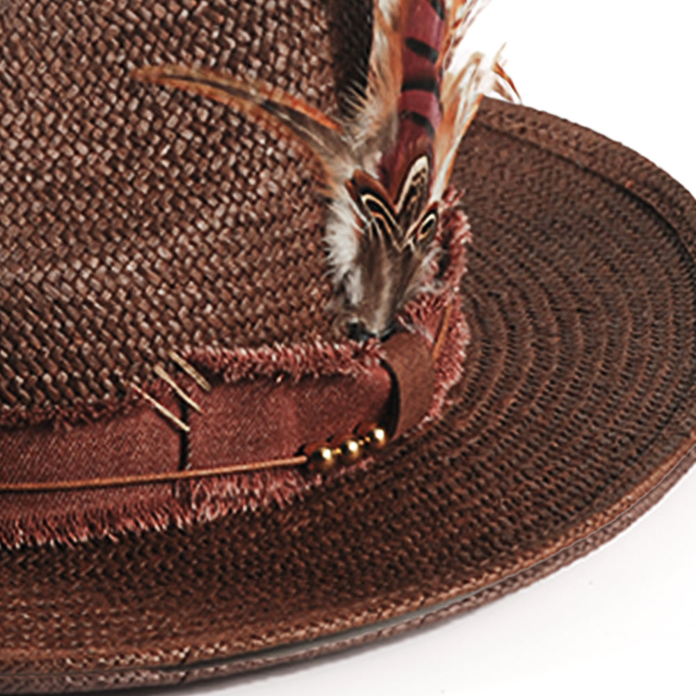 Geoffery Straw Fedora Hat – Toffee(Includes All The Accessories)