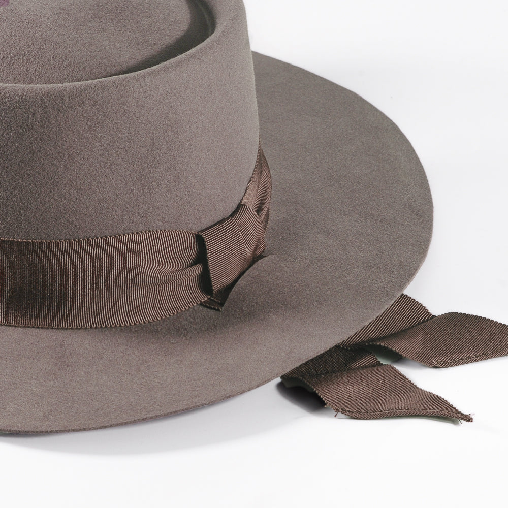 Rounded Felt Hat-Toffee