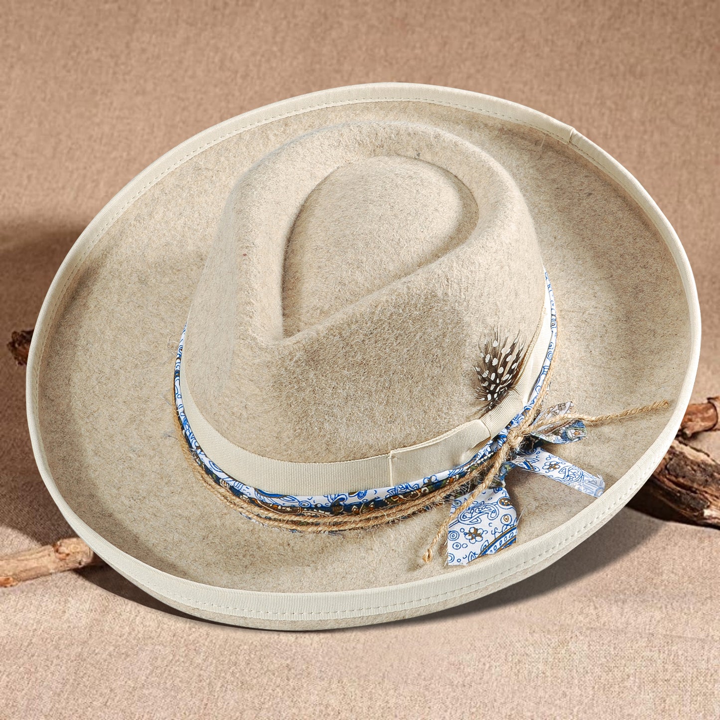 Western Fodora Felt Hat (Includes All The Accessories)