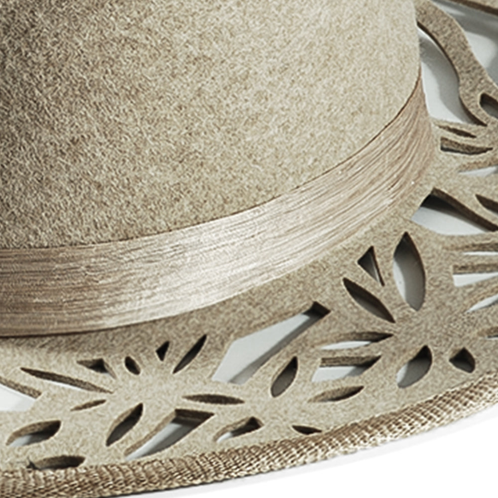 Western Openwork Felt Hat-Green