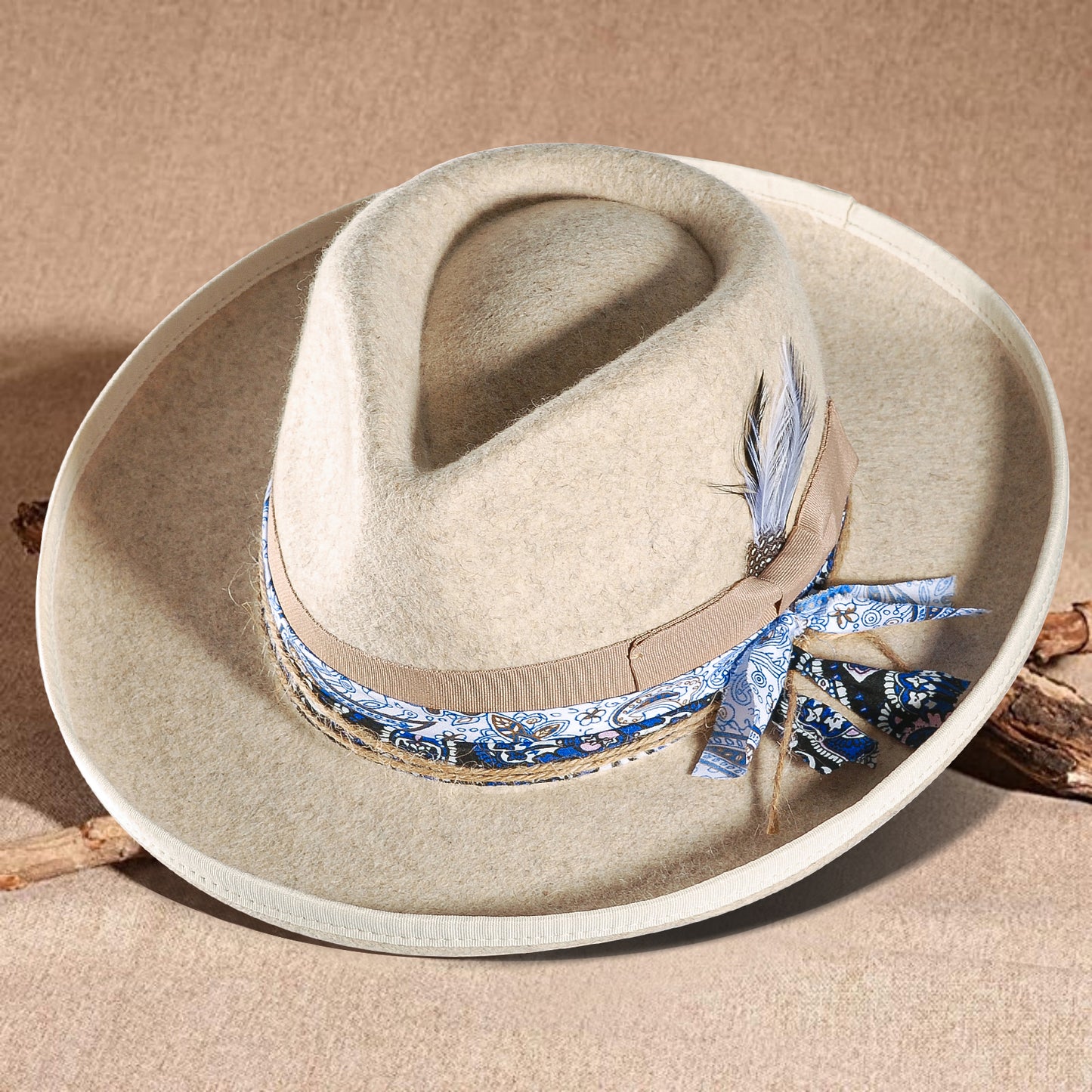 Western Fodora Felt Hat (Includes All The Accessories)