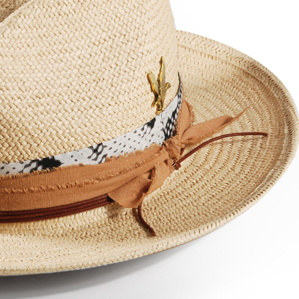 Geoffery Straw Fedora Hat –Beige(Includes All The Accessories)