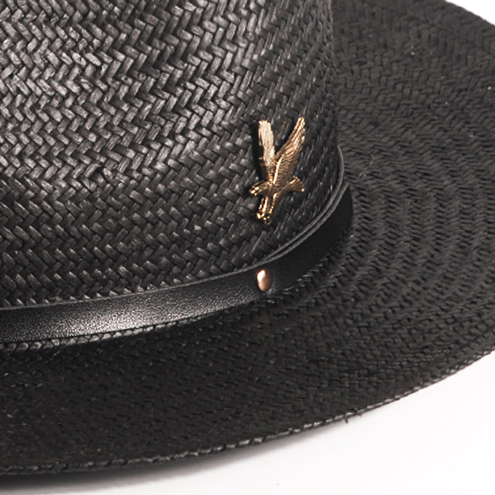 Geoffery Straw Fedora Hat – Black