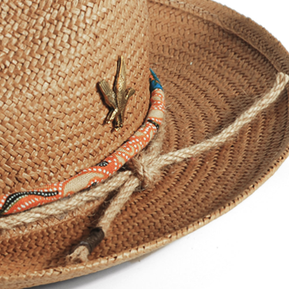 Geoffery Straw Fedora Hat – khaki (Includes All The Accessories)