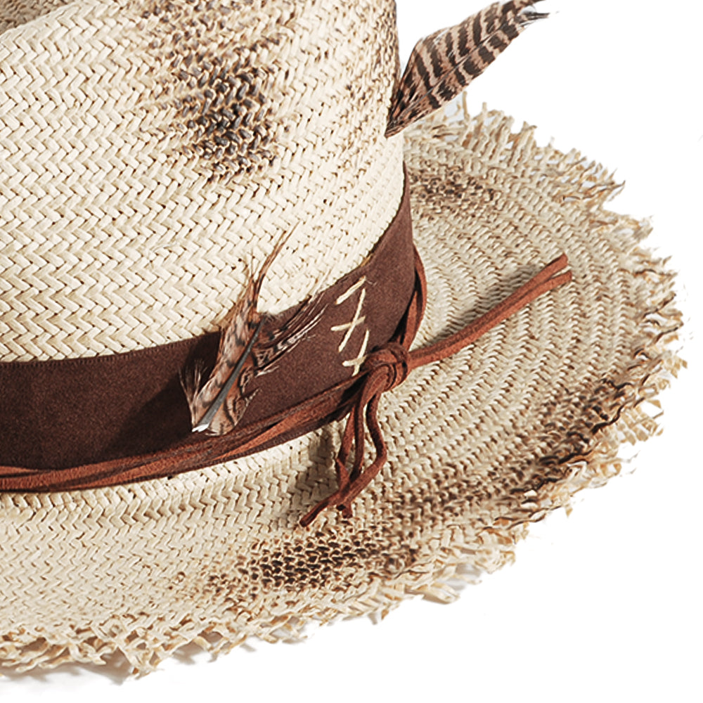 Geoffery Straw Fedora Hat –Beige (Includes All The Accessories)