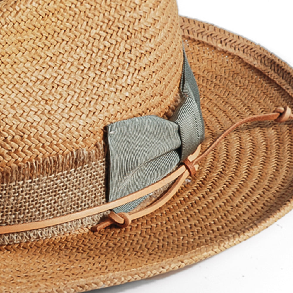 Geoffery Straw Fedora Hat – khaki (Includes All The Accessories)