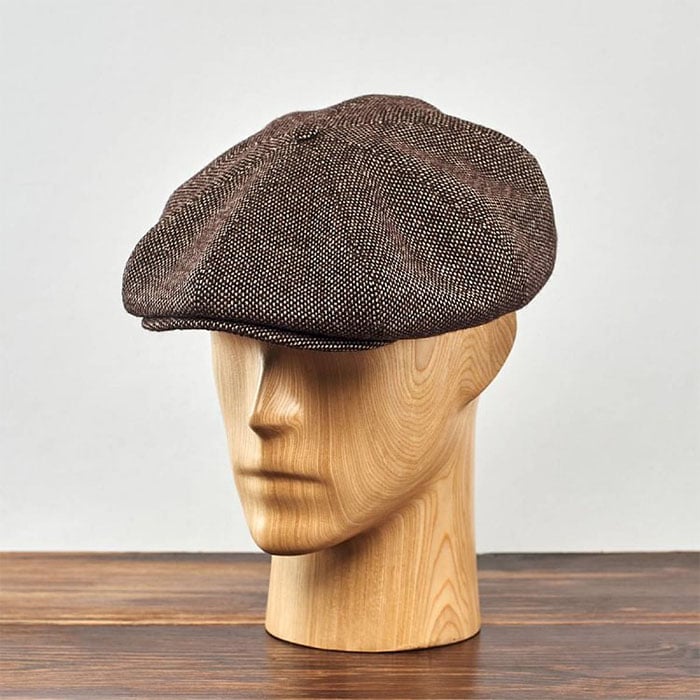 Peaky Blinders - Wool Scottish Harris Tweed 8 Panels Man Cap Brown