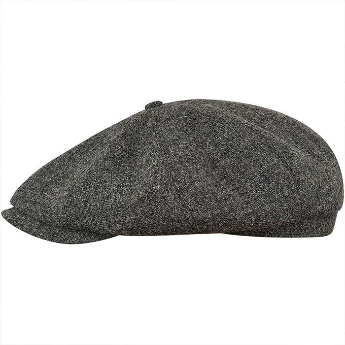 Peaky Caps Scottish Harris Tweed 8 Panels Man Cap Mid Gray