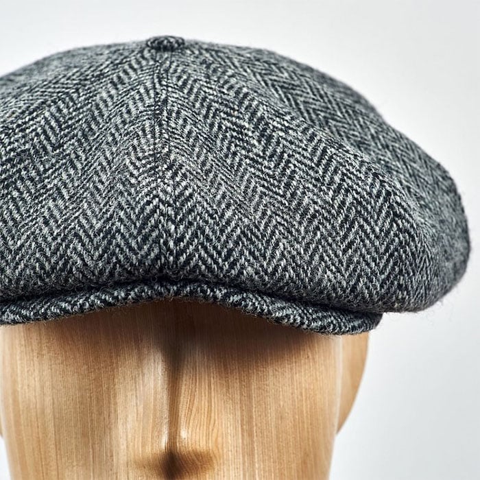 Peaky Blinders Scottish Harris Tweed 8 Panels Man Cap Gray-Black