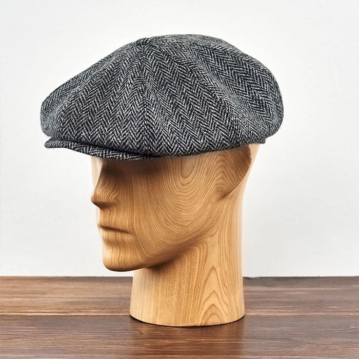 Peaky Blinders Scottish Harris Tweed 8 Panels Man Cap Gray-Black