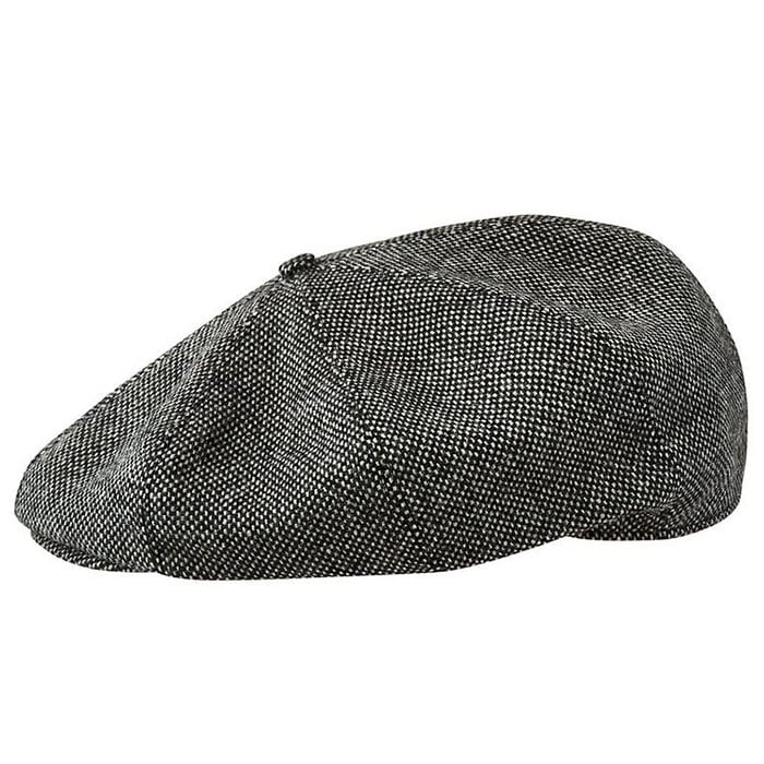 Peaky Blinders Wool Scottish Harris Tweed 8 Panels Man Cap Black-White